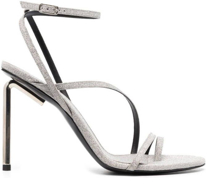 Off-White Allen glitter 110mm leather sandals Silver
