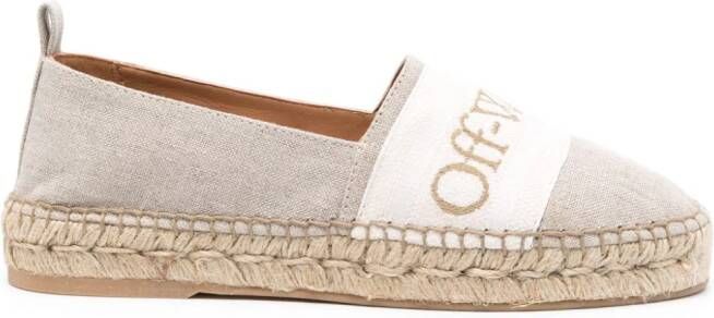 Off-White Bookish linen espadrilles Neutrals