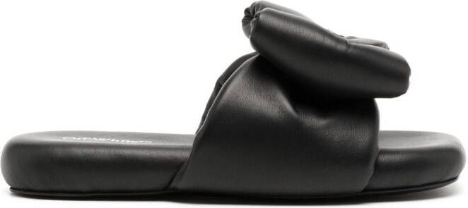 Off-White bow-detail padded slippers Black