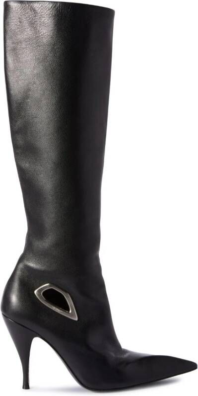 Off-White Crescent knee-high leather boots Black