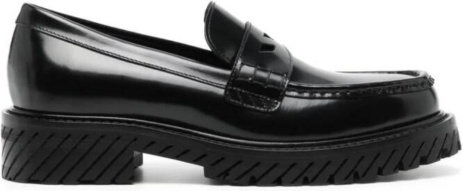 Off-White Diag-stripe leather loafers Black