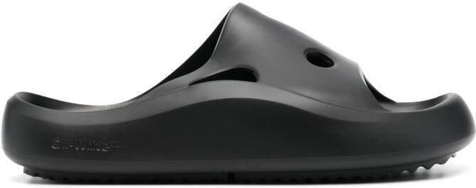 Off-White hole-effect rubber slides Black