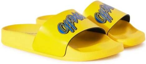 Off-White Kids logo-print slides Yellow