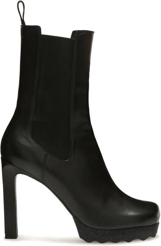 Off-White leather heeled boots Black