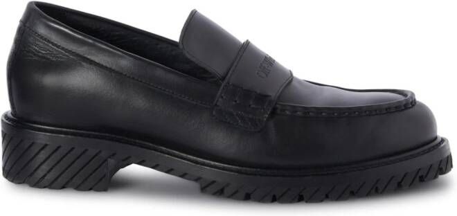 Off-White Military logo-debossed leather loafers Black