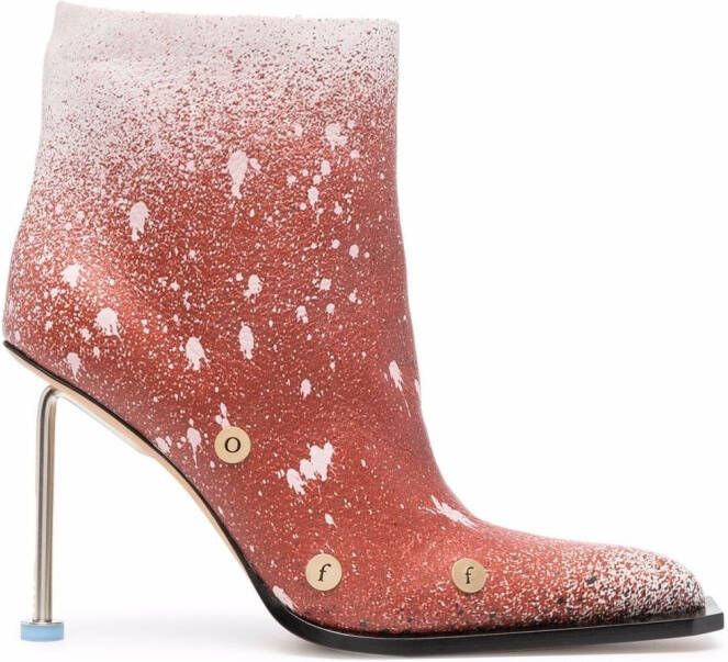 Off-White paint splatter stiletto boots Orange