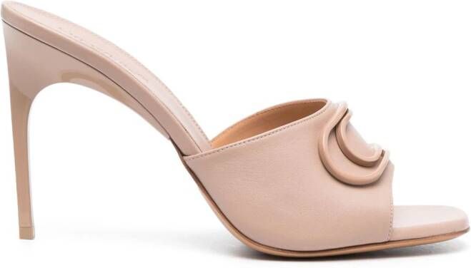 Off-White Paperclip-detail 115mm leather sandals Neutrals