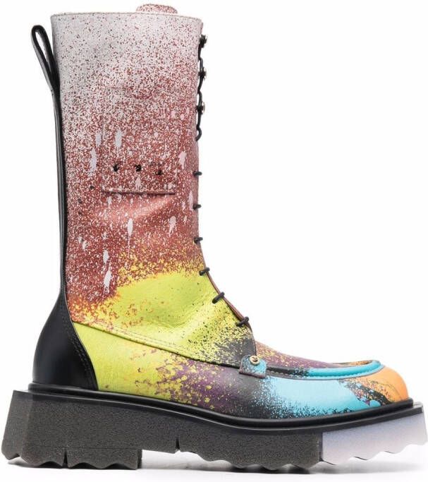 Off-White Sponge paint splatter-effect boots Black