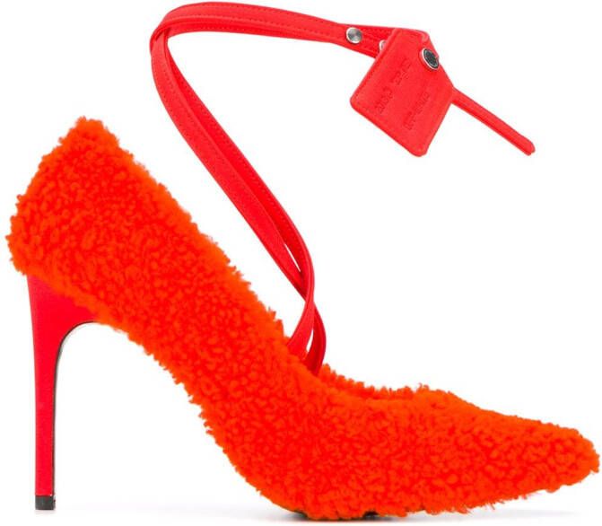 Off-White textured ankle-strap pumps Orange