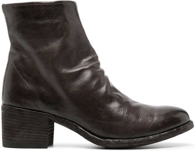 Officine Creative Denner block-heel leather boots Brown