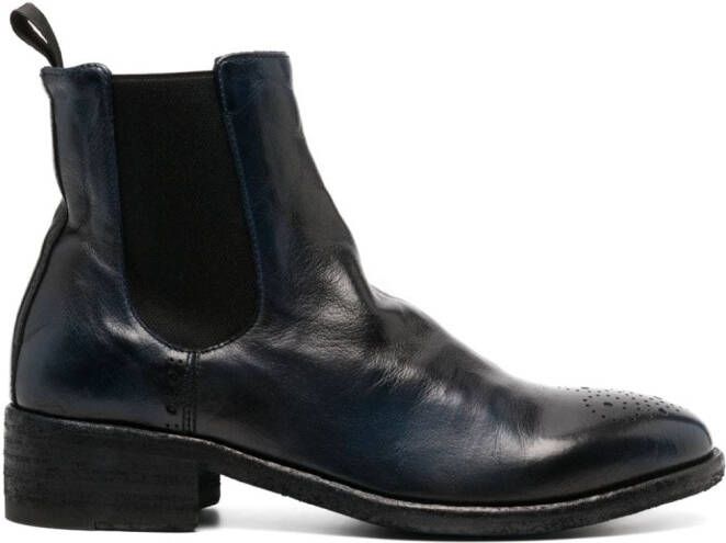 Officine Creative elasticated side-panels leather boots Blue