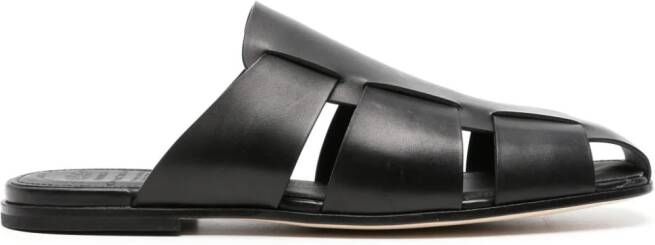 Officine Creative Fidel leather caged slides Black