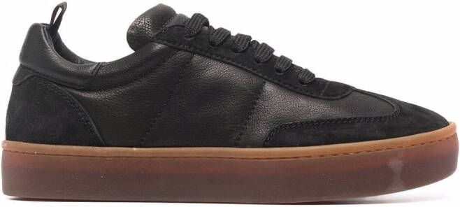 Officine Creative Kombined leather trainers Black