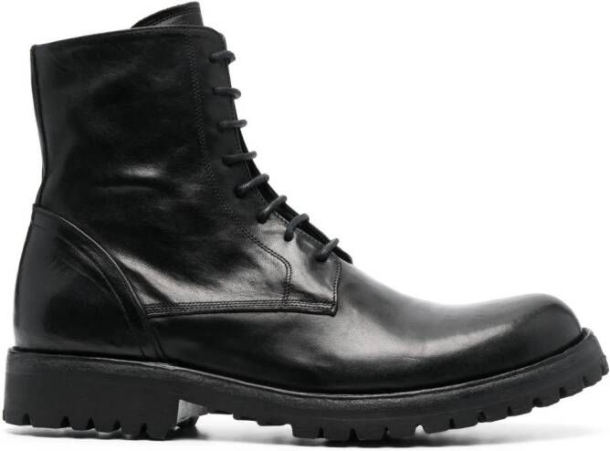 Officine Creative lace-up leather boots Black