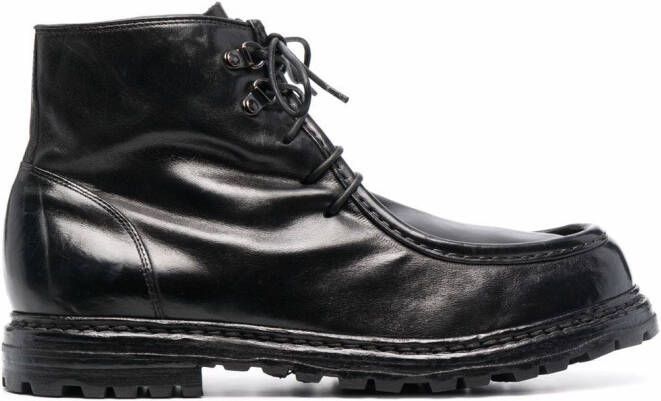 Officine Creative lace-up leather boots Black