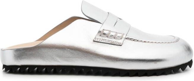 Officine Creative metallic-effect leather slides Silver