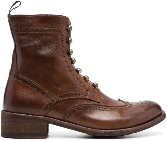 Officine Creative perforated-detail leather boots Brown