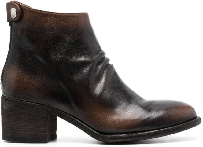 Officine Creative stacked-heel leather boots Brown