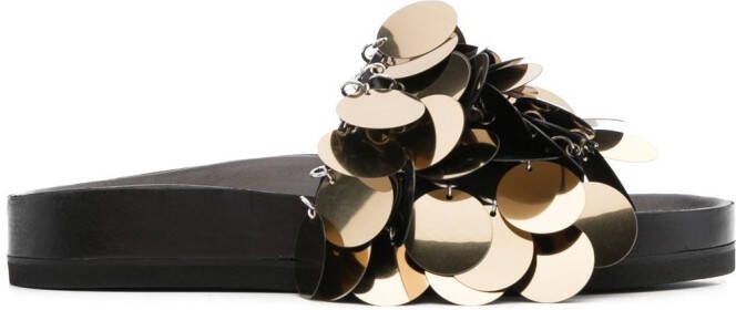 Rabanne sequin-embellished slides Black