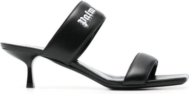 Palm Angels 45mm logo-band leather sandals Black