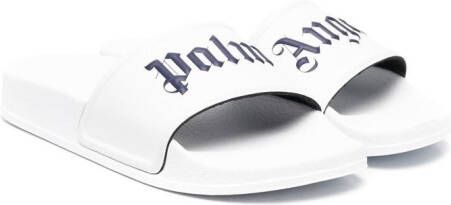 Palm Angels Kids logo print slides White