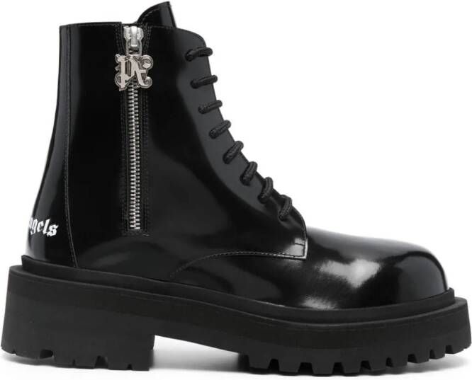 Palm Angels logo-print lace-up boots Black