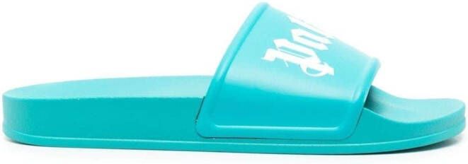 Palm Angels logo print pool slides Blue - Picture 6