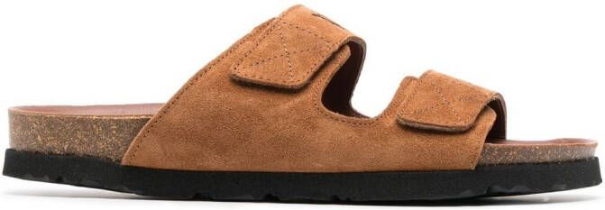 Palm Angels logo-print slide sandals Brown