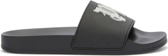 Palm Angels monogram-embossed pool slides Black