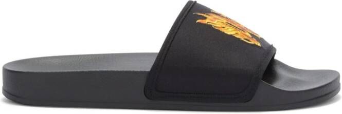 Palm Angels monogram-embossed pool slides Black