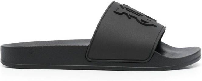 Palm Angels rubberised monogram flat slides Black