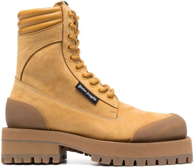 Palm Angels square-toe combat boots Yellow