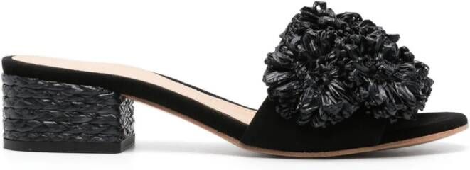 Paloma Barceló 40mm floral-appliqué sandals Black