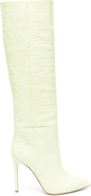 Paris Texas 100mm crocodile-effect leather boots Green