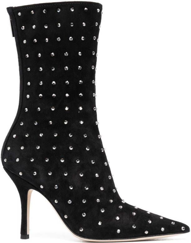 Paris Texas 100mm crystal-embellished pointed boots Black