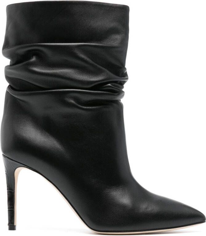 Paris Texas 100mm ruched leather boots Black