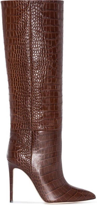Paris Texas 115mm crocodile-effect knee boots Brown