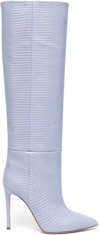 Paris Texas 105mm crocodile-effect knee-high boots Blue