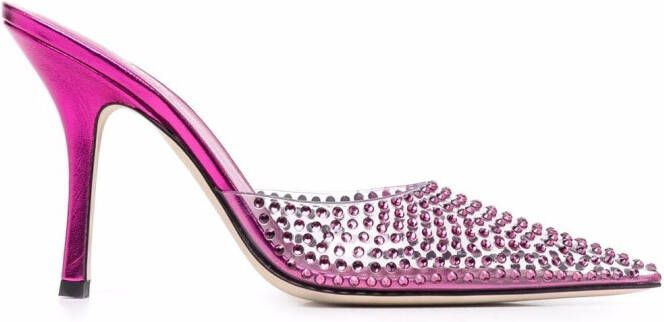 Paris Texas 105mm crystal-embellished mules Pink