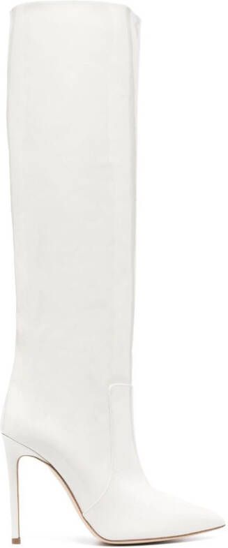 Paris Texas 110mm stiletto leather boots White