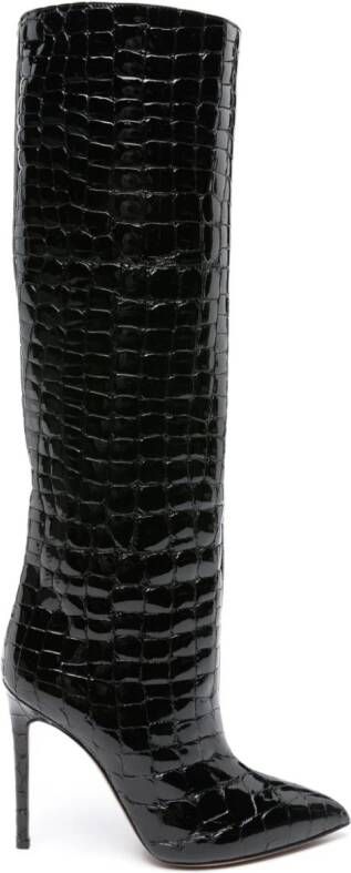 Paris Texas 115mm crocodile-embossed leather boots Black