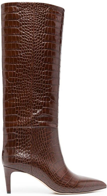 Paris Texas 65mm crocodile-effect leather boots Brown