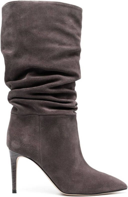 Paris Texas 90mm slouchy suede boots Grey