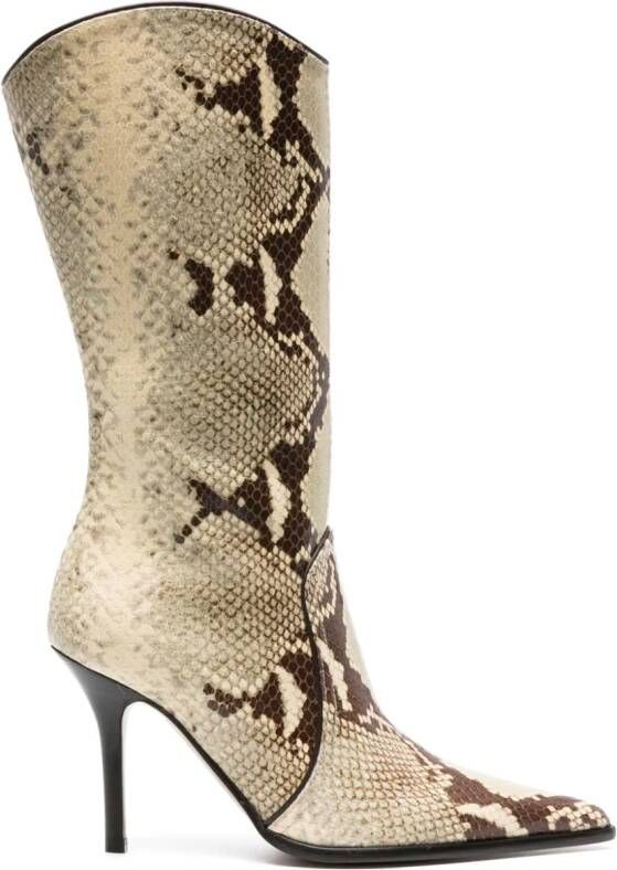 Paris Texas Ashley 95mm snakeskin-effect boots Yellow