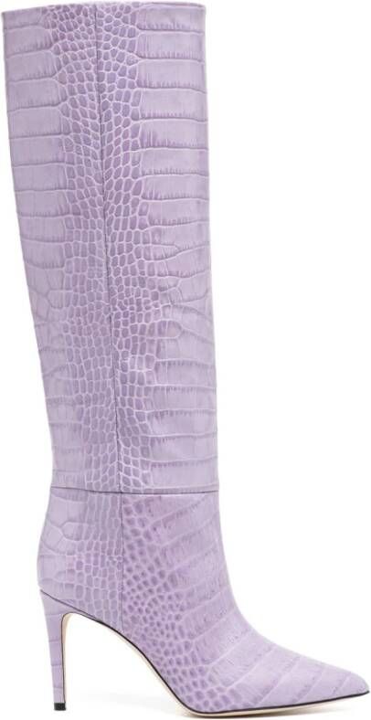Paris Texas crocodile-embossed 100mm leather boots Purple