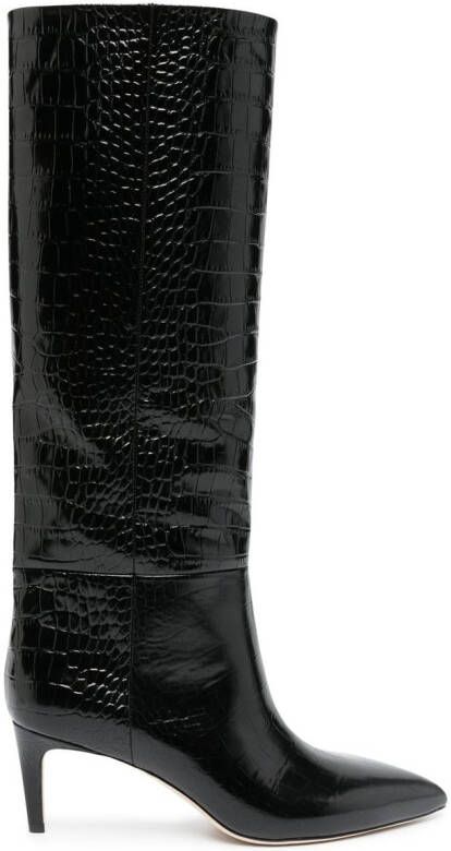 Paris Texas crocodile-embossed leather boots Black