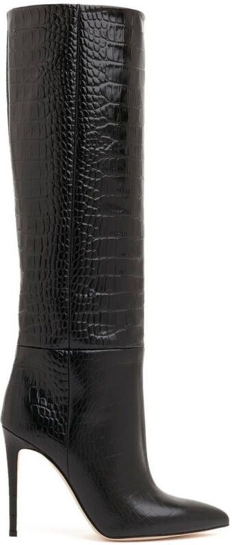 Paris Texas crocodile-effect 105mm knee-length boots Black