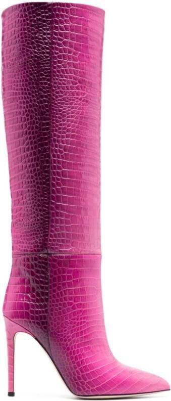 Paris Texas crocodile-effect 105mm leather boots Pink