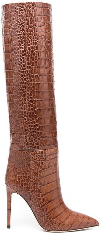 Paris Texas crocodile-embossed leather boots Brown