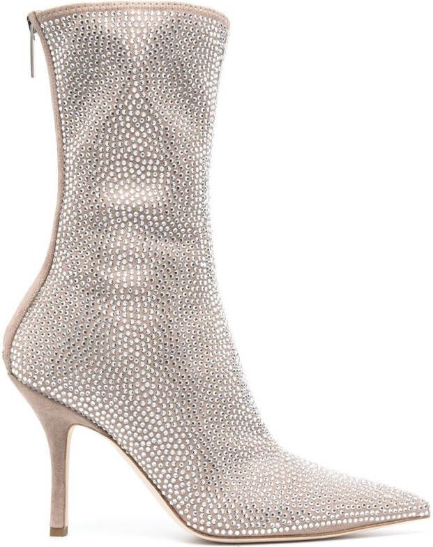 Paris Texas crystal-embellished 105mm pointed boots Neutrals